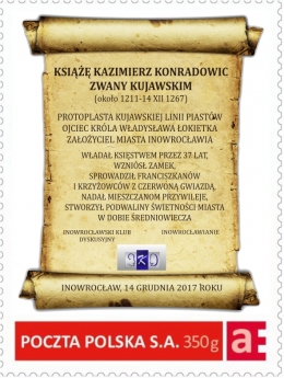 Do obiegu trafi znaczek z Kazimierzem Kujawskim