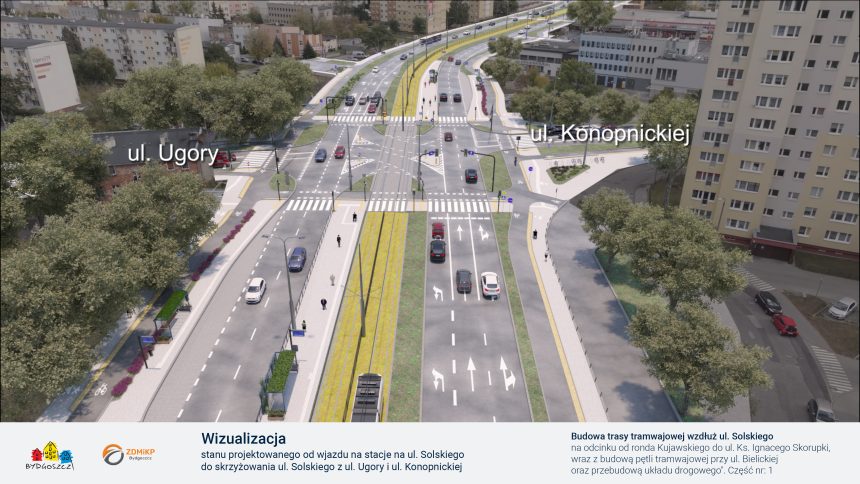 Bydgoszcz Solskiego_9_R05 Ruszyła budowa linii tramwajowej wzdłuż Solskiego. Po kilku latach powstają nowe torowiska