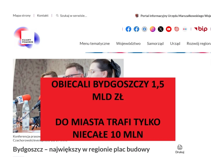 Screenshot 2025-11-16 at 14-38-31 Bydgoszcz – największy w regionie plac budowy Województwo Kujawsko-Pomorskie Przed rokiem obiecali miliardy dla Bydgoszczy. Realnie będzie to kilka milionów