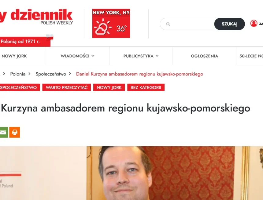 Screenshot 2026-03-17 at 15-14-02 Daniel Kurzyna ambasadorem regionu kujawsko-pomorskiego - Nowy Dziennik Według polonijnych mediów mamy biuro w Nowym Jorku. Nie ma jednak adresu, ani maila