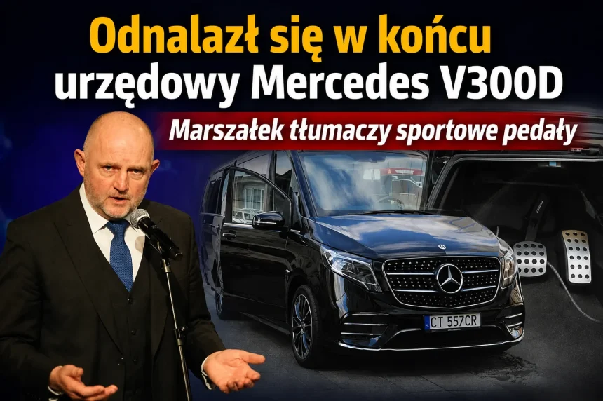 Odnalazł się Mercedes V300D. Marszałek broni sportowych pedałów