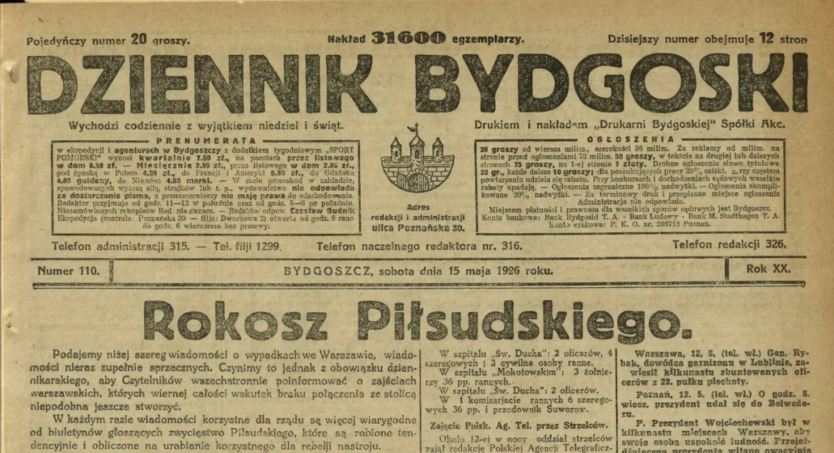 Screenshot 2026-05-12 at 14-15-20 Dziennik Bydgoski 1926 R.20 nr 110 - Treść publikacji - Kujawsko-Pomorska Biblioteka Cyfrowa