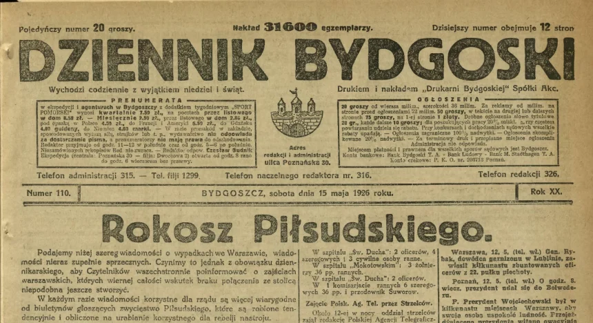 Przewrót majowy okiem mieszkańca Bydgoszczy