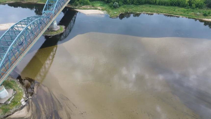 DJI_0192 Wisła odsłoniła dno. Prognozy nie są optymistyczne