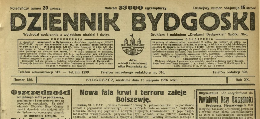 Screenshot 2026-08-12 at 12-32-36 Dziennik Bydgoski 1926 R.20 nr 186 - Treść publikacji - Kujawsko-Pomorska Biblioteka Cyfrowa Polskę uratował ,,cud”. Należy się z tego cieszyć czy wyciągnąć wnioski