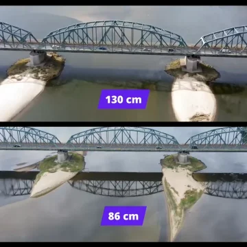 Shotcut_00_00_05_040 Wisła obecnie (ok. 83 cm) i jeszcze kilka tygodni temu (130 cm)